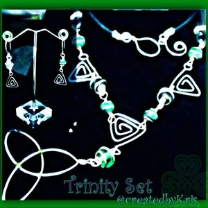 Handcrafted Matching Trinity Necklace & Earrings
